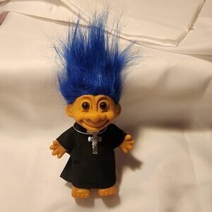 Vintage Russ Priest Preacher Clergy Catholic BLUE hair w/Cross